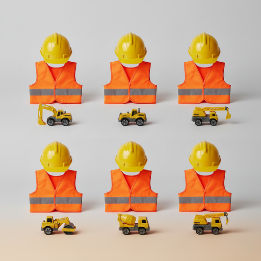 Bau-Crew Partyset (Helm, Weste & Fahrzeug)